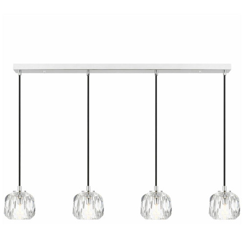 Zara 4 Light Prism Sphere Crystal Chrome Linear Cluster Pendant Light