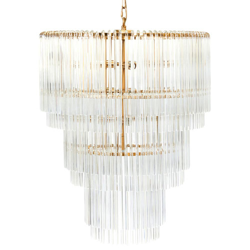 Zephanie 3 Tier Brass Crystal Drops Chandelier