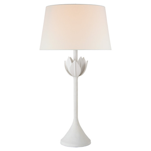 Alberto Large Plaster White with Linen Shade Table Lamp