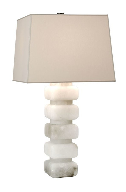 Stacked Alabaster Tapered Square Shade Table Lamp