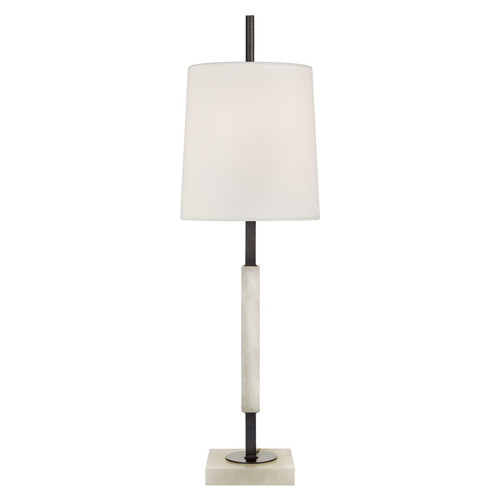 Lexington Medium Bronze and Alabaster with Linen Shade Table Lamp 