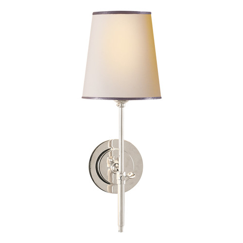 Bryant Natural Paper Shade with Polished Nickel and Silver Tape Wall Sconce