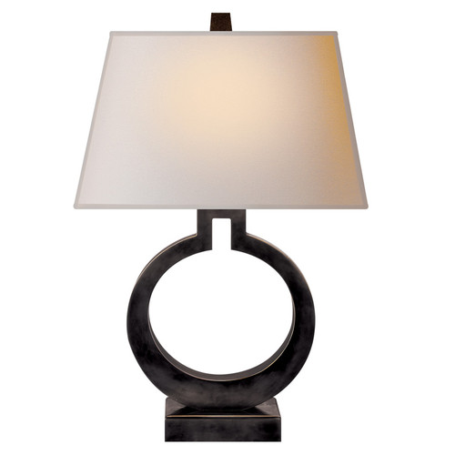 Ring Form Large Bronze with Natural Paper Shade Table Lamp