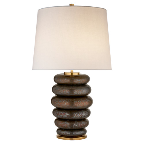 Phoebe Stacked Crystal Bronze with Linen Shade Table Lamp