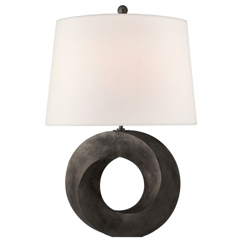 Mobius Medium Aged Iron with Linen Shade Table Lamp