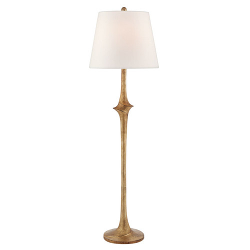 Bates Large Sculpted Gilded Iron with Linen Shade Floor Light
