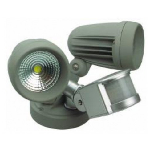 Mega Spot Twin Head Silver LED Flood Security Light with Sensor