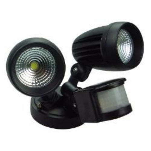 Mega Spot Twin Head Black LED Flood Security Light with Sensor