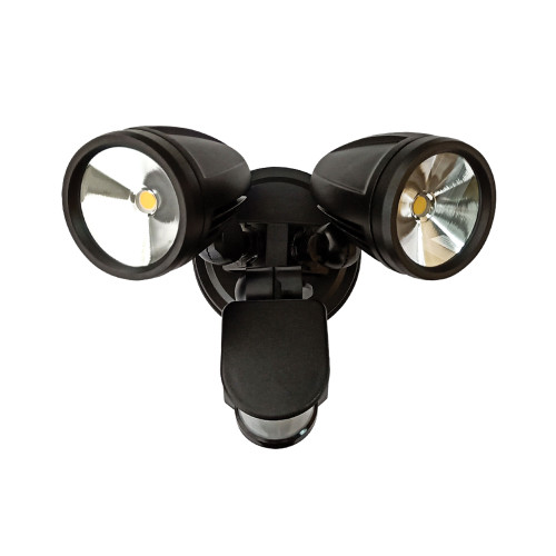 Cadet Black Twin Head LED Security Light with Sensor
