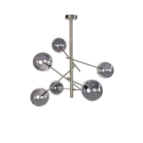 Bubble 6 Light Nickel Smoke Glass Pendant Light