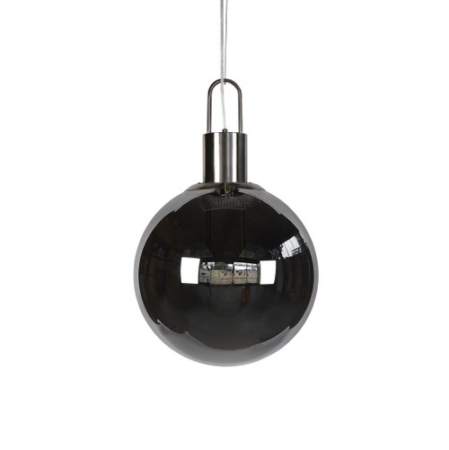 Claire Round Nickel Smoke Glass Pendant Light - Medium