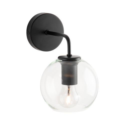 Savona Black with Clear Glass Wall Sconce