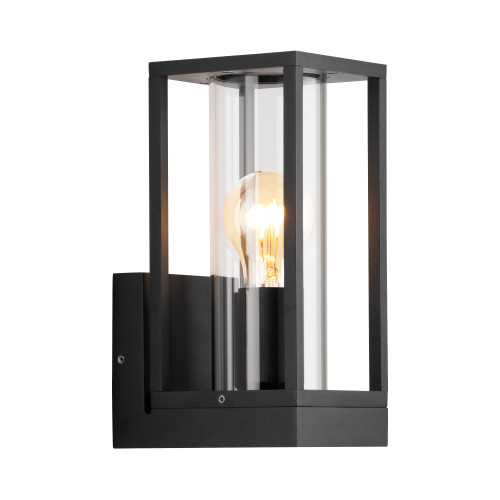 Lakeland Black with Clear Glass Outdoor Wall Light
