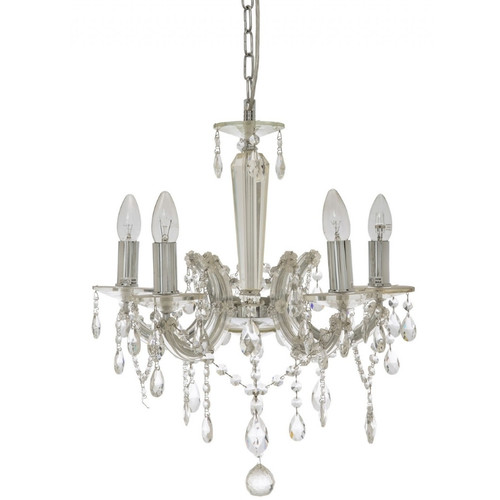 Danelle 5 Light Chrome Italian Crystal Chandelier