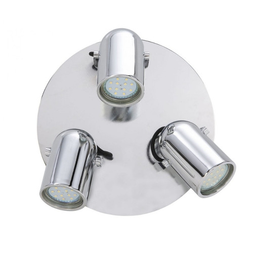 Seward Chrome 3 Light with Round Plate Adjustable LED Wall Light