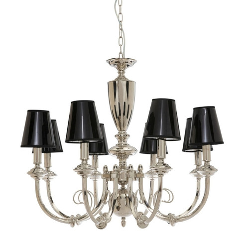 Yorktown 8 Light Chrome with Black Shade Traditional Chandelier