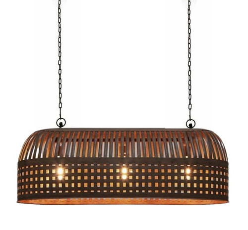 Eshan Long Rust Woven Metal Rustic Linear Pendant Light