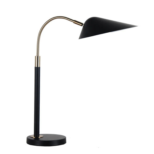 Mallory Black Aged Brass Curved Table Lamp