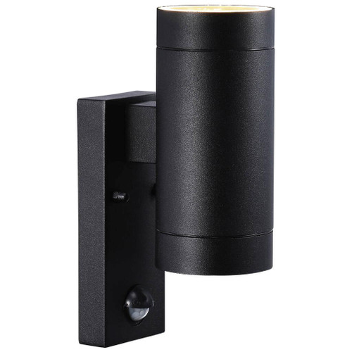 Tin Maxi Black Up and Down Outdoor Wall Light with Sensor