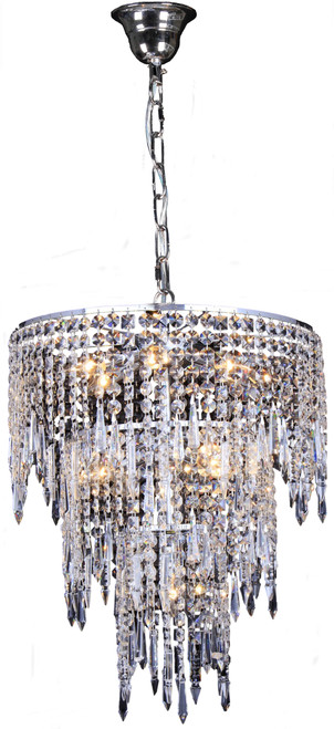Hollywood Three-Tiered Chrome Glass Crystal Dangling Pendant Light