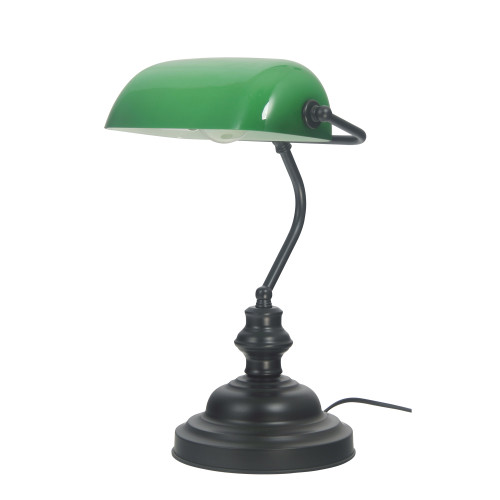 Banker Black Desk Lamp with Switch