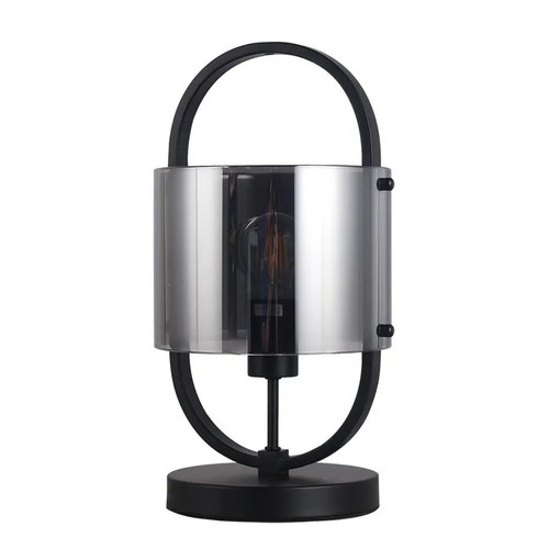 Pristine Black with Smoke Glass Table Lamp