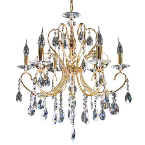 Christen Asfour Crystal Six Light Gold Chandelier