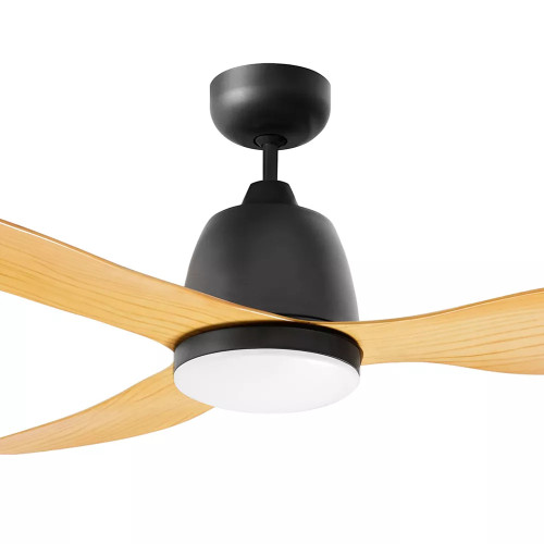 Elite Matt Black with Bamboo Blades AC Ceiling Fan with Light
