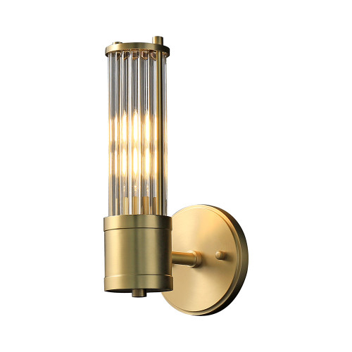 August Single Light Gold and Clear Glass Art Deco Wall Light