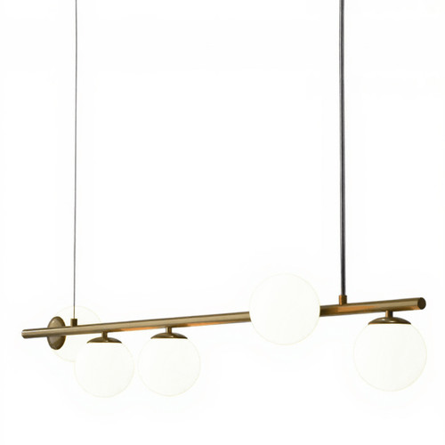 Angela Opal Glass Aged Brass Linear Pendant Light