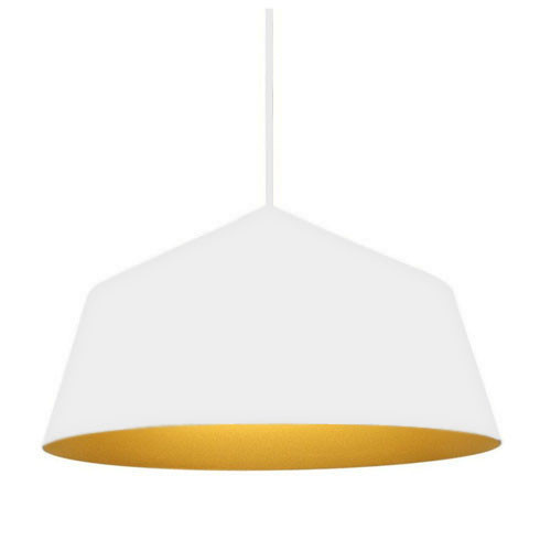 Wide Cone White and Gold Pendant Light