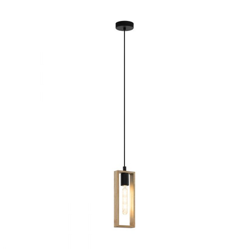 Littleton Black and Light Wood Country Pendant Light