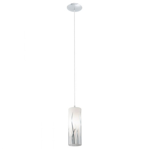 Rivato White Cylindrical Decorated Glass Pendant Light