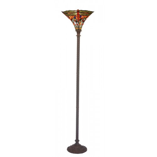 Fire Dragonfly Uplight Art Glass Floor Lamp