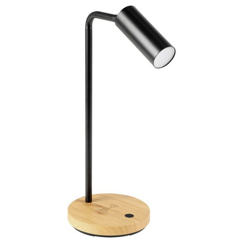 Connor Black LED Wooden Desk Lamp with Wireless Charger