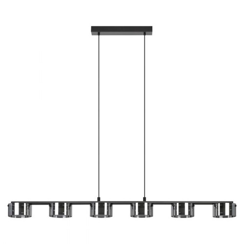 Copillos 6 Light Black Vaporised Glass Linear Bar Pendant