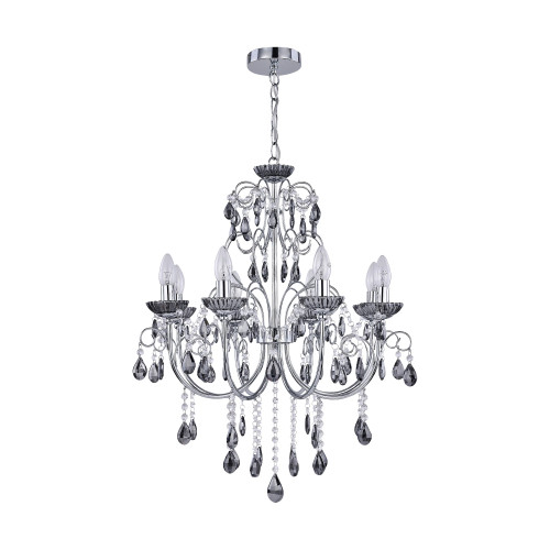 Rovert 8 Light Chrome Smoke Pendant Chandelier