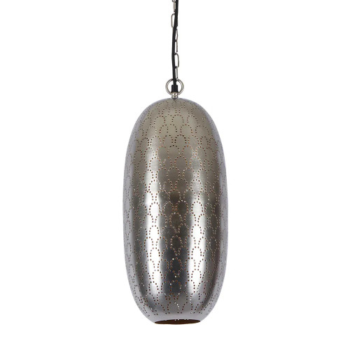 Airene Oval Nickel Perforated Pendant Light-1