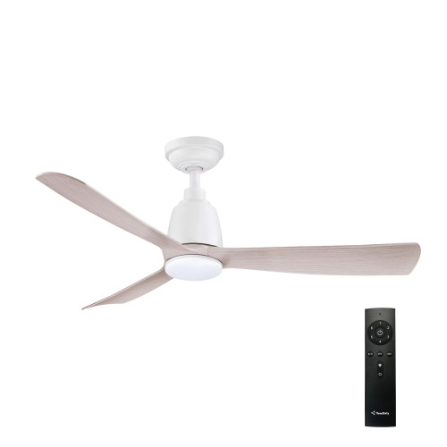 Kute 44" DC Ceiling Fan with LED Light - White and Washed Oak