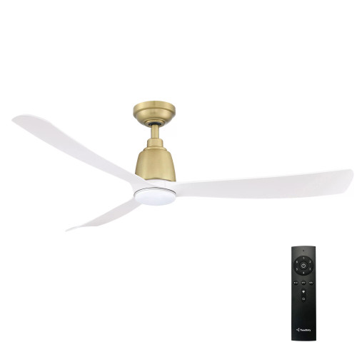 Kute 52" DC Ceiling Fan with LED Light and Remote - Satin Brass and White
