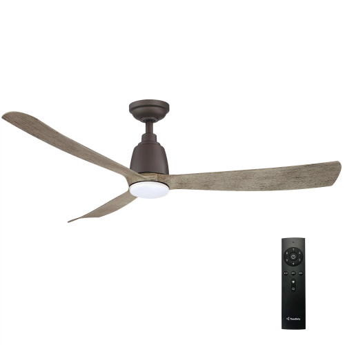 Kute 52" DC Ceiling Fan with LED Light and Remote - Graphite and Weathered Wood