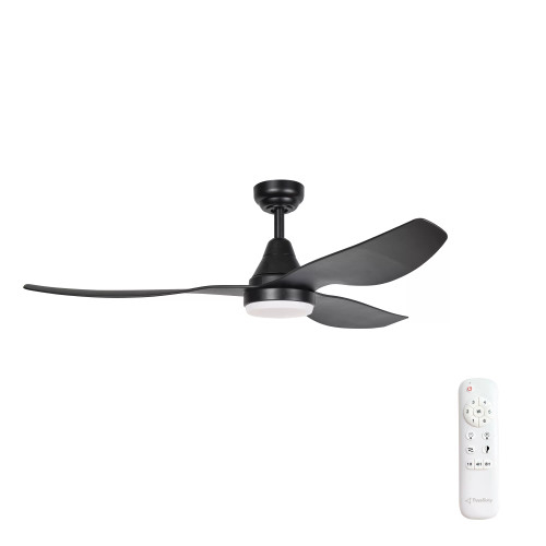 Simplicity 52" DC Ceiling Fan with LED Light and Remote - Black