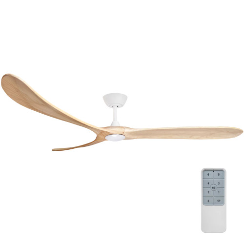 Timbr 72" DC Ceiling Fan with LED Light and Remote - White and Natural