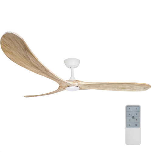 Timbr 72" DC Ceiling Fan with LED Light and Remote - White and Weathered Oak