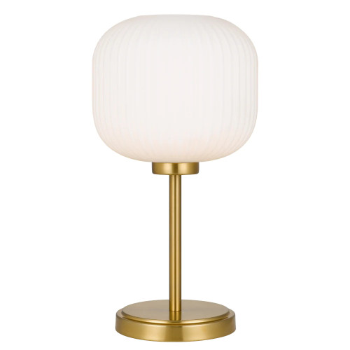 Blaise Opal Matt Ribbed Glass Antique Gold Table Lamp