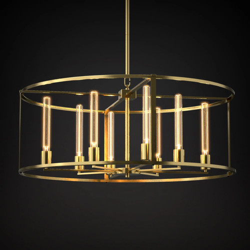 Clarisse 8 Light Aged Brass Drum Chandelier