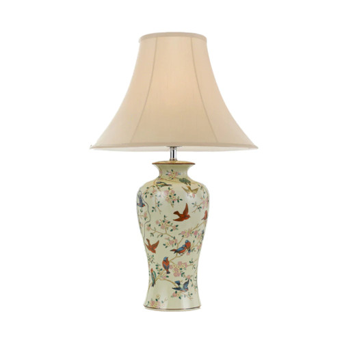 Birds and Flower Paradise Cream Table Lamp