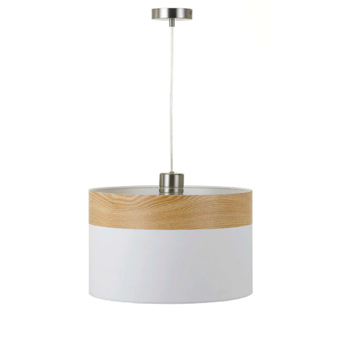 Fiore White Oak Drum Pendant Light