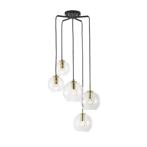 Reign 5 Light Clear Glass Cluster Pendant