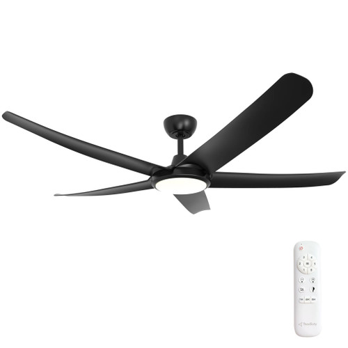 FlatJET (3/4/5) 56″ Black 5 Blade DC Ceiling Fan with CCT LED and Remote